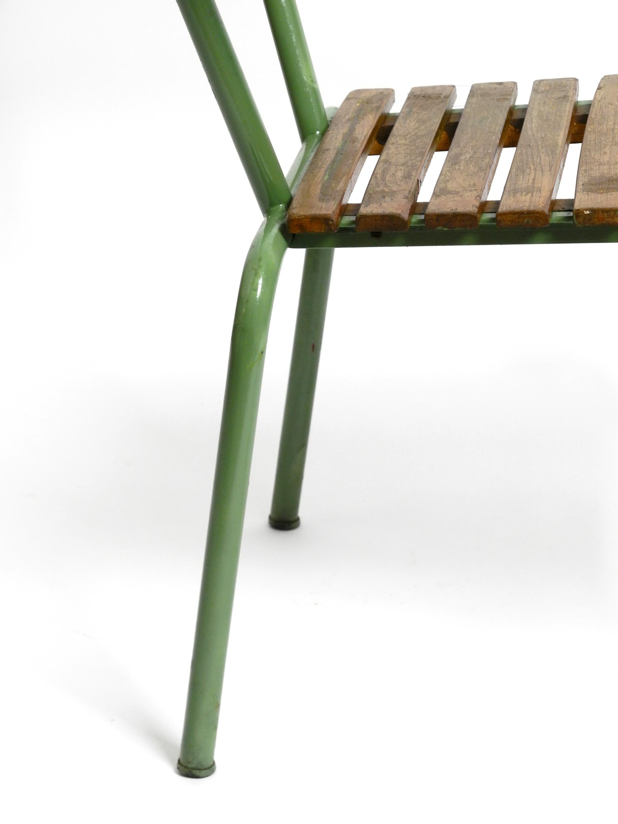 Stackable Mid Century bistro armchairs made of metal and wood - Made in Italy For Sale 10