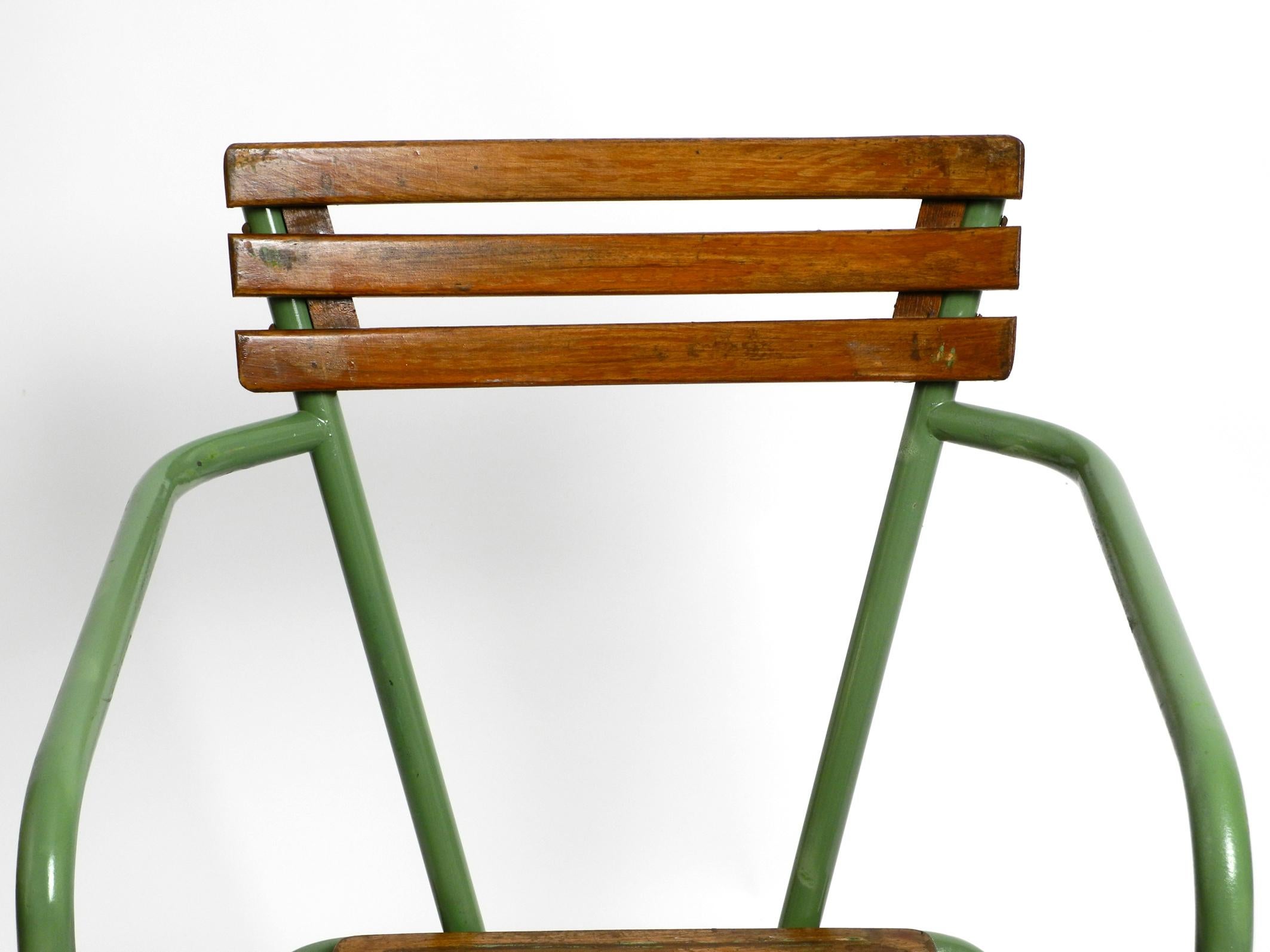 Stackable Mid Century bistro armchairs made of metal and wood - Made in Italy For Sale 13