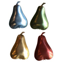 Stackable Multicolored Anodized Aluminum Pear Shaped Dishes