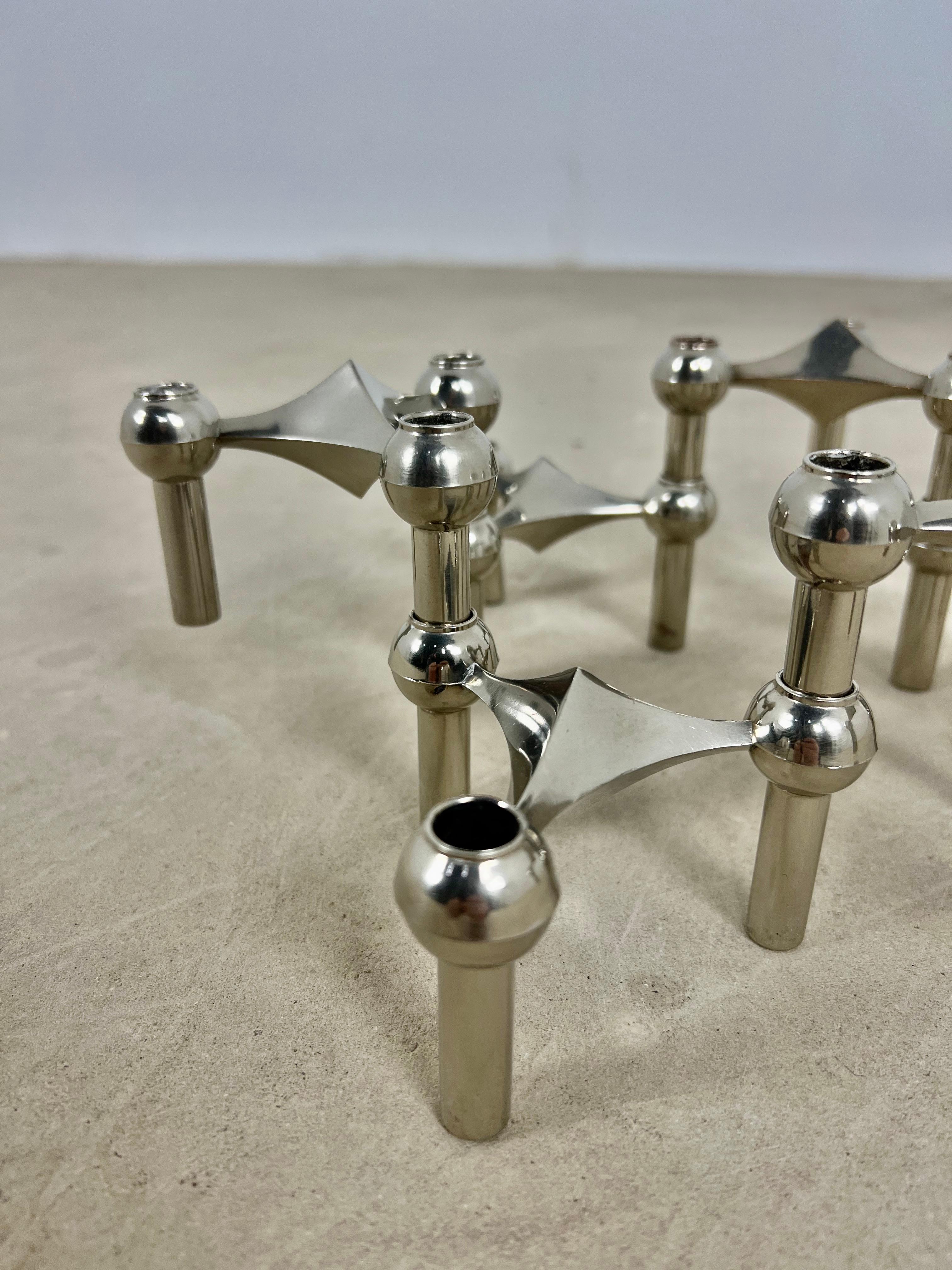 Mid-Century Modern Stackable Nickel Candleholder by Fritz Nagel and Ceasar Stoffi for BMF/Nagel, 19