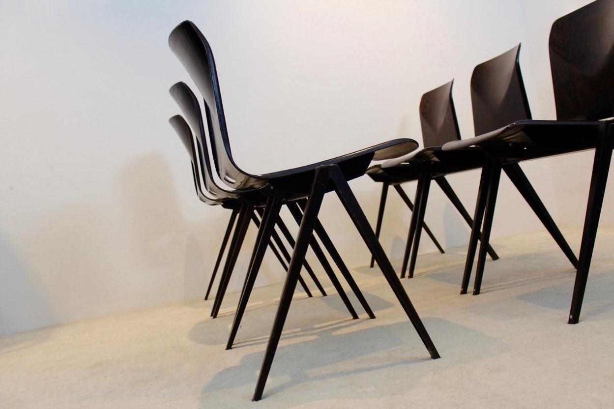 Stackable Pagholz Galvanitas S22 Industrial Diner Chair in Wenge, 1960s (Stahl)