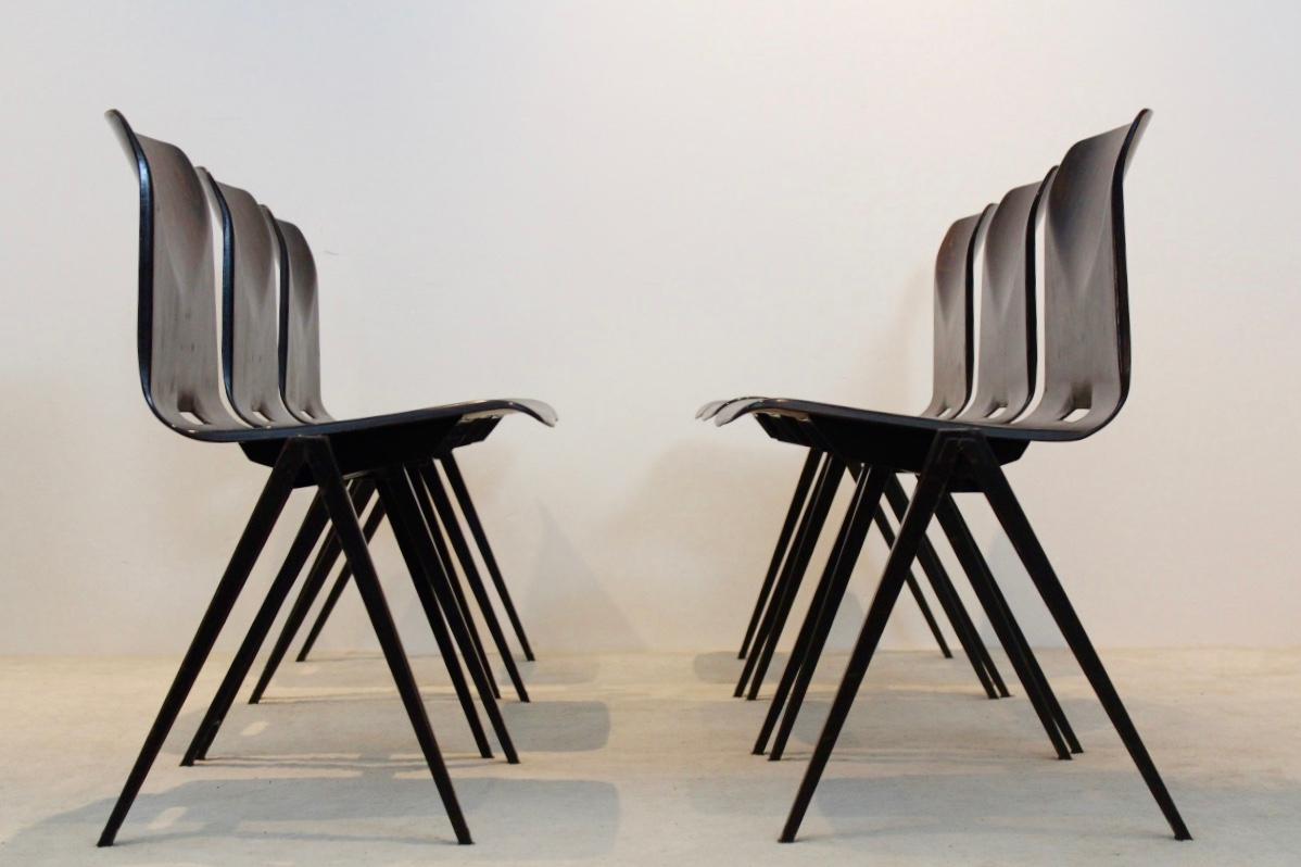 Stackable Pagholz Galvanitas S22 Industrial Diner Chair in Wenge, 1960s 1