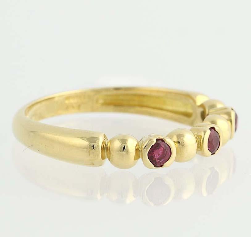 Round Cut Stackable Paul Morelli Designer Band, 18K Yellow Gold Ring Genuine Ruby .33ctw