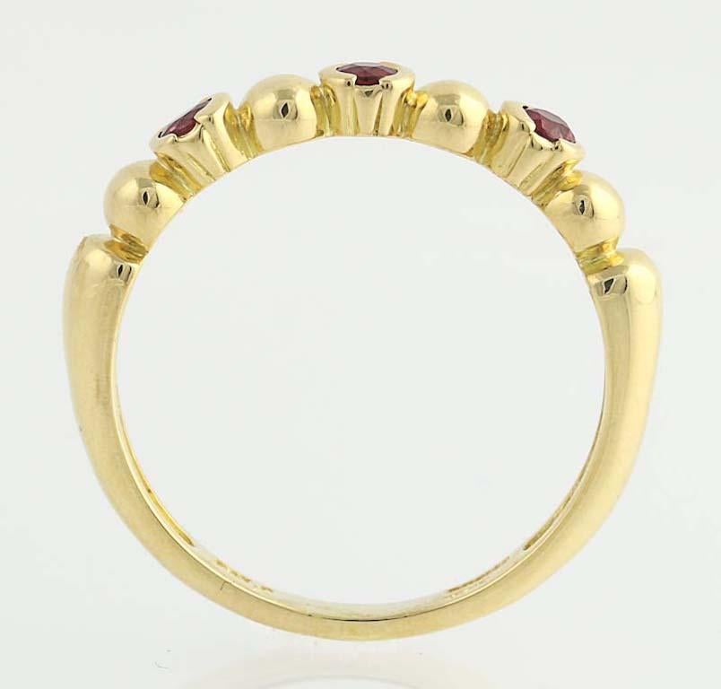 Stackable Paul Morelli Designer Band, 18K Yellow Gold Ring Genuine Ruby .33ctw In Excellent Condition In Greensboro, NC