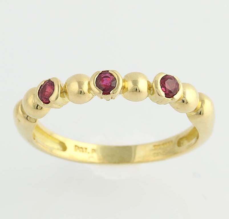 Stackable Paul Morelli Designer Band, 18K Yellow Gold Ring Genuine Ruby .33ctw 1