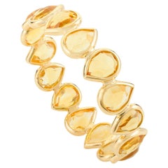 Bague empilable en or jaune 18 carats avec citrine naturelle taillée en poire