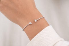 0.61 Ct Pear Cut Diamond Bracelet, 18K White Gold Open Cuff Bracelet for Her