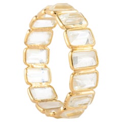 Vintage Stackable Rainbow Moonstone Modern Eternity Band Ring in 18k Solid Yellow Gold