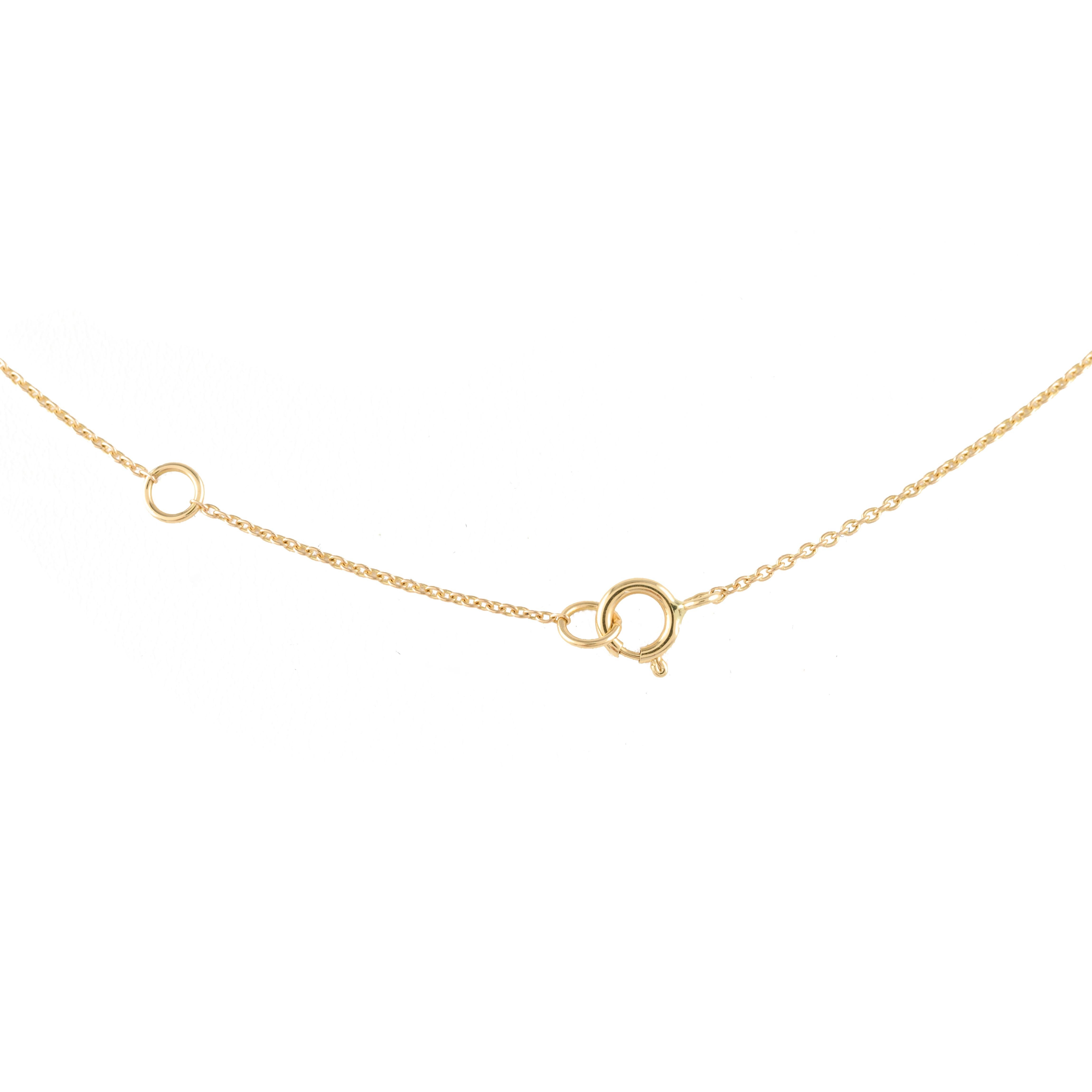 Rainbow Moonstone Chain Necklace Gift for Girlfriend in 18k Solid Yellow Gold For Sale 2