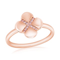 Stackable Ring Criss-Cross Argyle Pink Diamond Floral Ring Design 14k Rose Gold