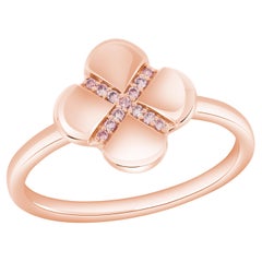 Stackable Ring Criss-Cross Argyle Pink Diamond Floral Ring Design 14k Rose Gold