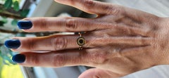 Stackable Ring Disk with Yellow Diamonds set 14k Yellow Gold