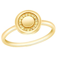 Stackable Ring Disk with Yellow Diamonds set 14k Yellow Gold