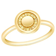 Anello disco impilabile con diamanti gialli incastonati in oro giallo 14k