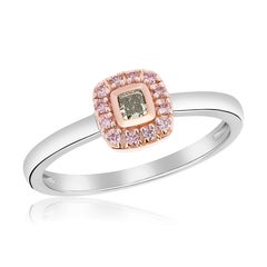 Stackable Ring Featuring .12 Carat Grayish-Green & Argyle Pink Diamond 14k Gold