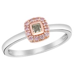 Stackable Ring Featuring .12 Carat Grayish-Green & Argyle Pink Diamond 14k Gold
