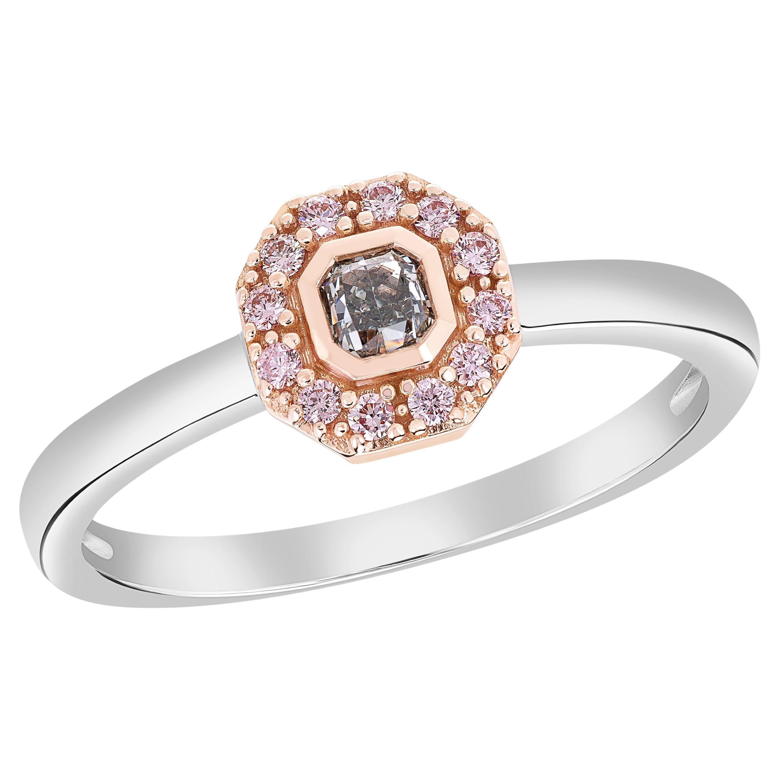 Stackable Ring Featuring .19 Carat Intense Green & Argyle Pink Diamond 14k Gold