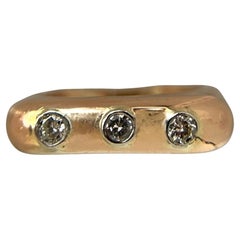 Stackable Rose Gold Band with Triple Diamond Detailing