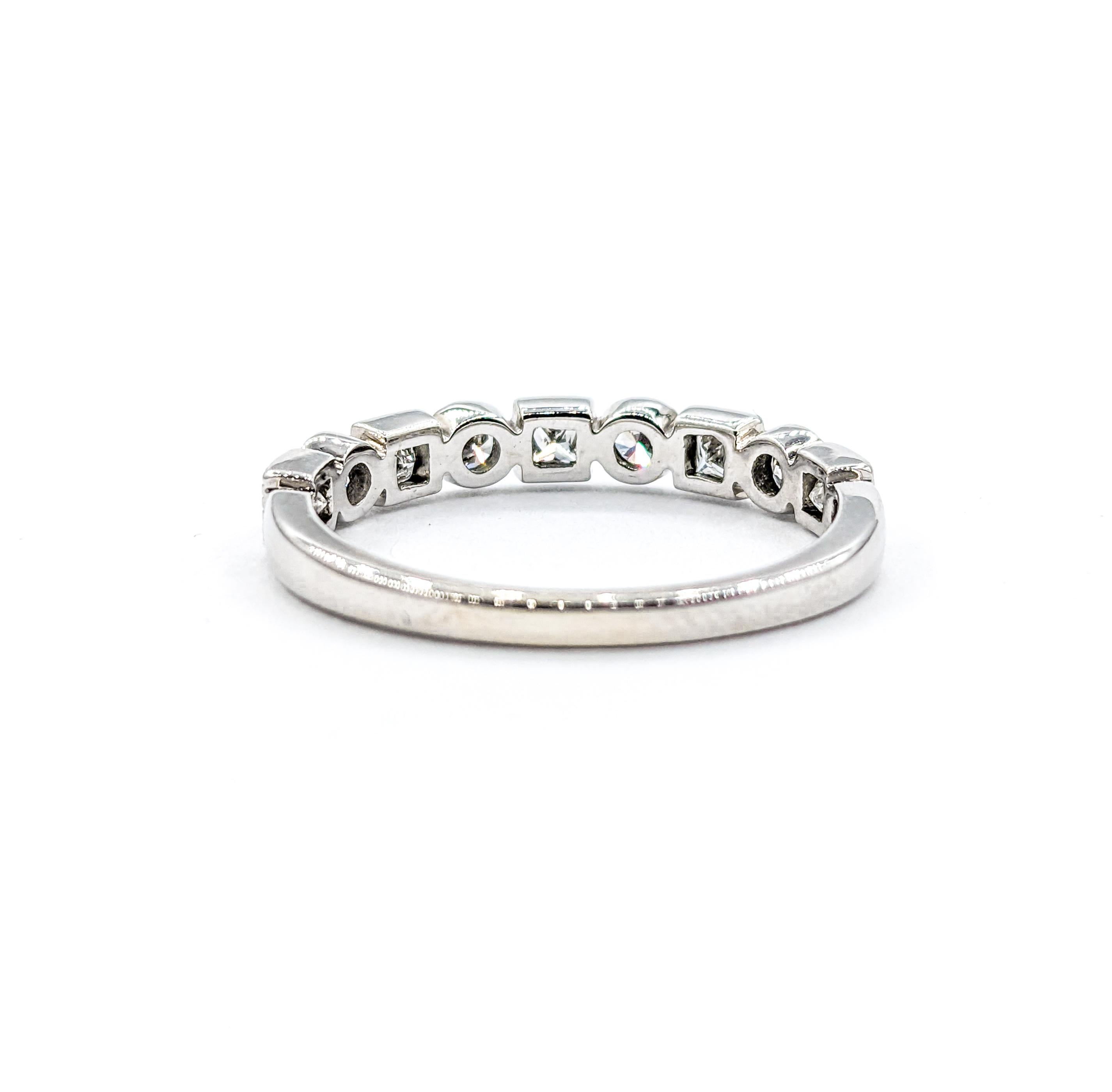 Stackable Round & Princess Diamond Ring In White Gold For Sale 1