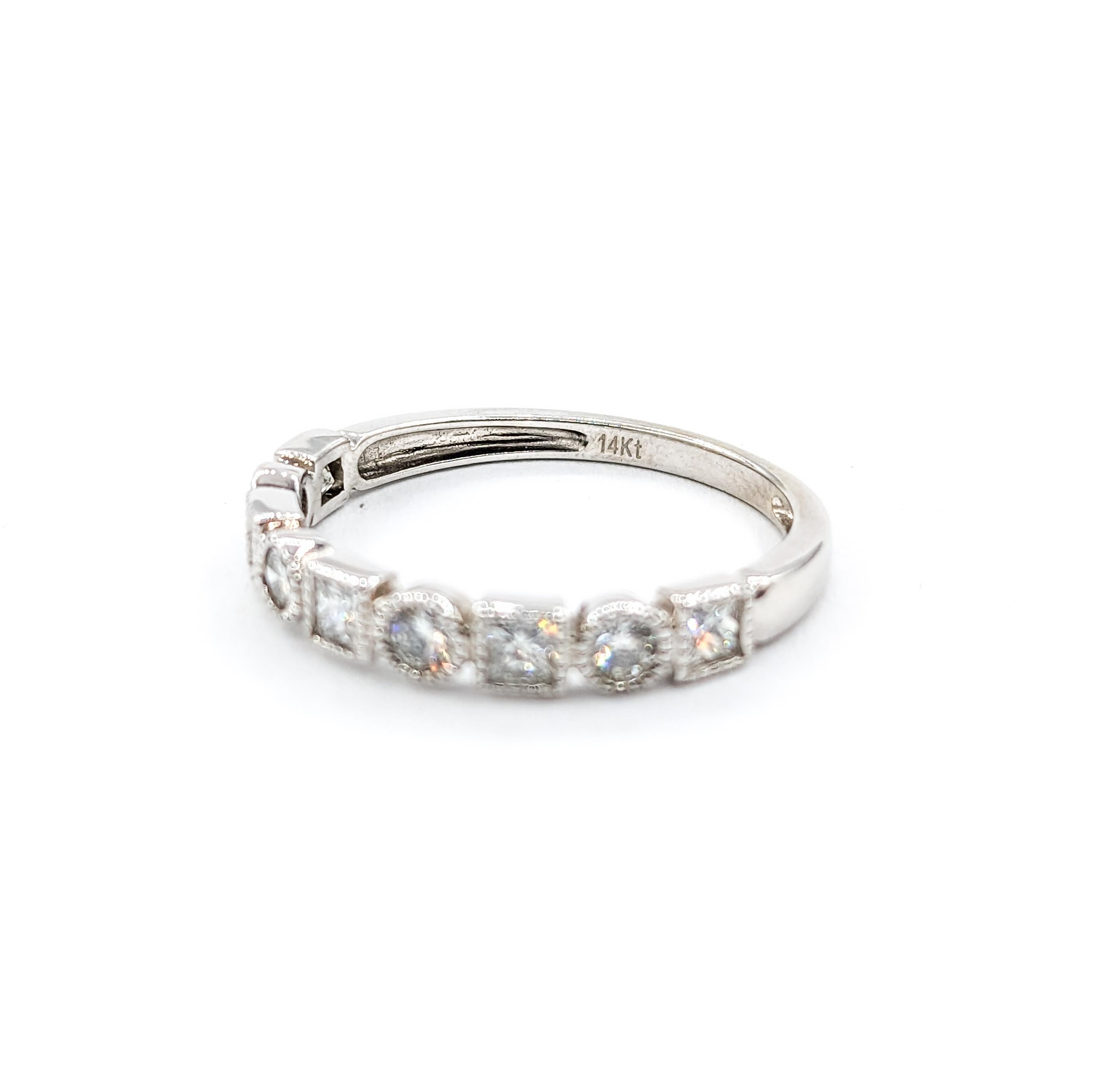 Stackable Round & Princess Diamond Ring In White Gold For Sale 2