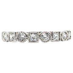 Stackable Round & Princess Diamond Ring In White Gold