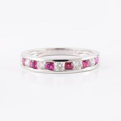 Stacking Ruby Diamond Band Ring in 18 Karat Solid White Gold For Women