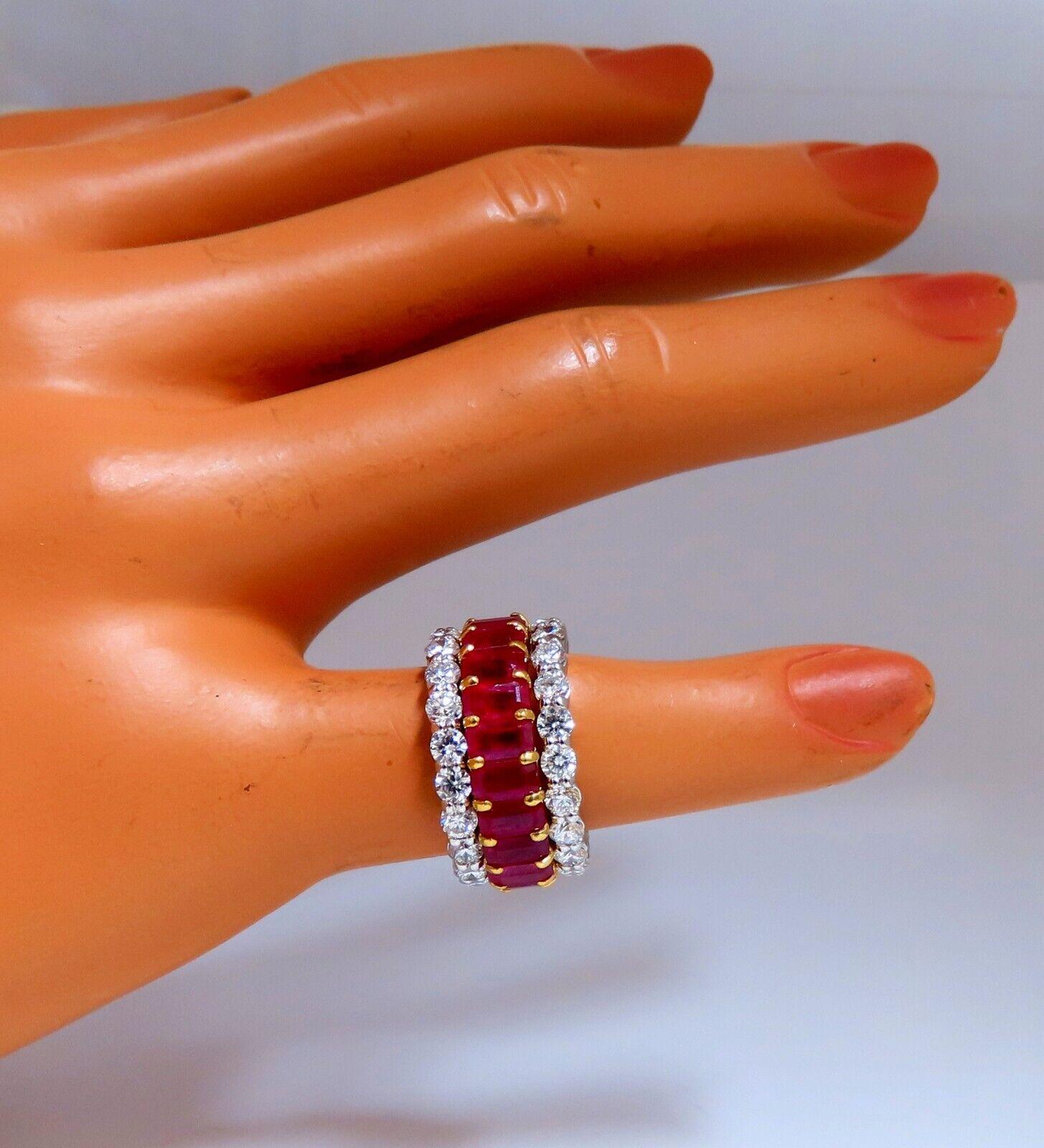 Bagues d'éternité empilables en rubis et diamants de 14 carats rouges vifs naturels, de 11,36 carats en vente 2