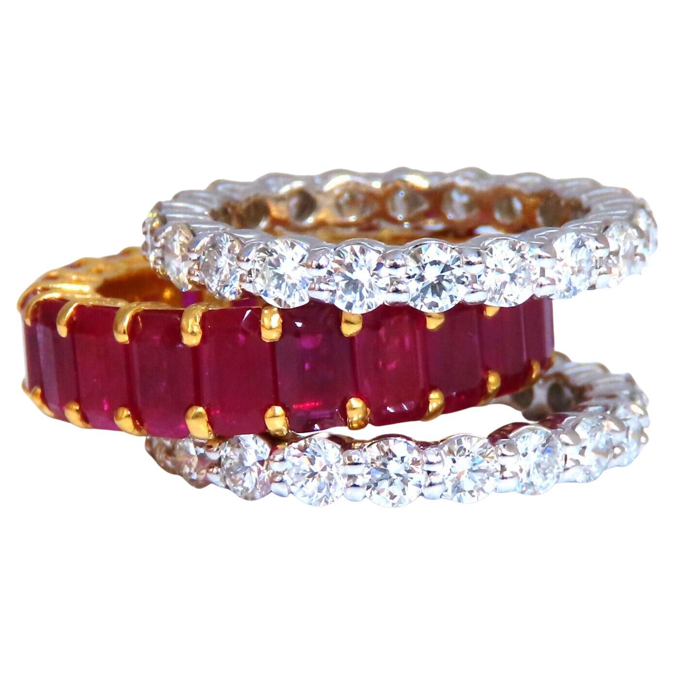 Anillos de eternidad apilables con diamantes rubíes 14Kt rojos vivos naturales apilables 11.36ct*