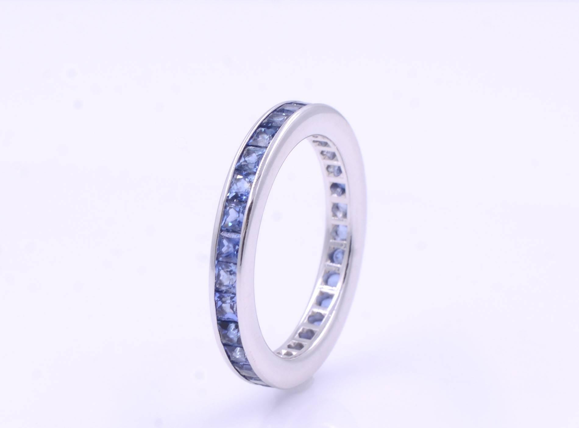 Beautiful stackable sapphire channel set ring. So so brilliant and quality made. No signs of wear. Appraisal of authenticity. This band would retail for $1900.

Stack it in between your current wedding bands to create fun look every day!

Band