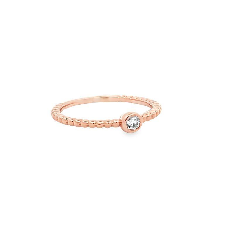 Brilliant Cut Stackable Solitaire Diamond Fashion Ring 0.16 CT in 14K Rose Gold For Sale