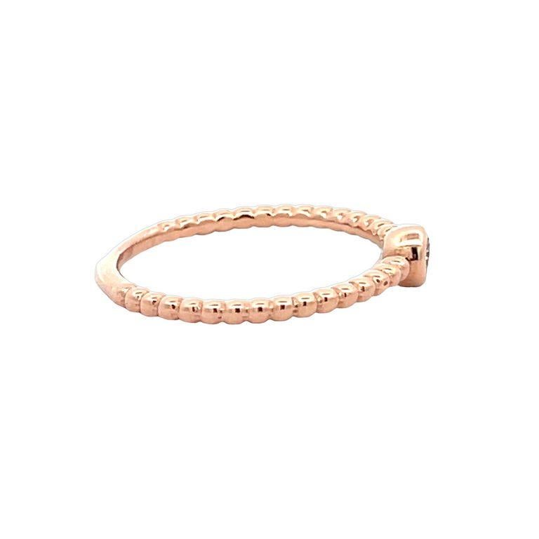 Stackable Solitaire Diamond Fashion Ring 0.16 CT in 14K Rose Gold In New Condition For Sale In New York, NY