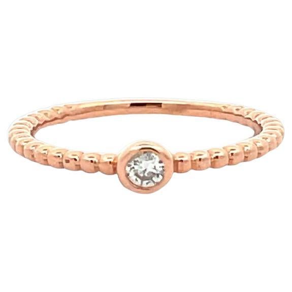 Stackable Solitaire Diamond Fashion Ring 0.16 CT in 14K Rose Gold
