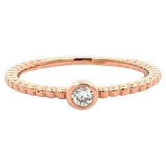 Stackable Solitaire Diamond Fashion Ring 0.16 CT in 14K Rose Gold