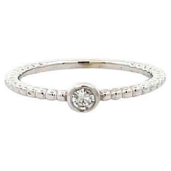 Stackable Solitaire Diamond Fashion Ring 0.16 CT in 14K White Gold