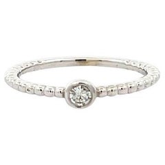 Stackable Solitaire Diamond Fashion Ring 0.16 CT in 14K White Gold