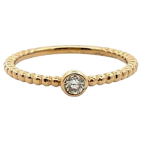 Stackable Solitaire Diamond Fashion Ring 0.16 CT in 14K Yellow Gold For Sale