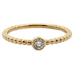Stackable Solitaire Diamond Fashion Ring 0.16 CT in 14K Yellow Gold