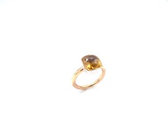 Stackable Special Faceted Citrine Ring Plain 18 Karat Gold