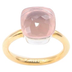 Stackable Special Faceted Rose Quartz Ring Plain 18 Karat Gold