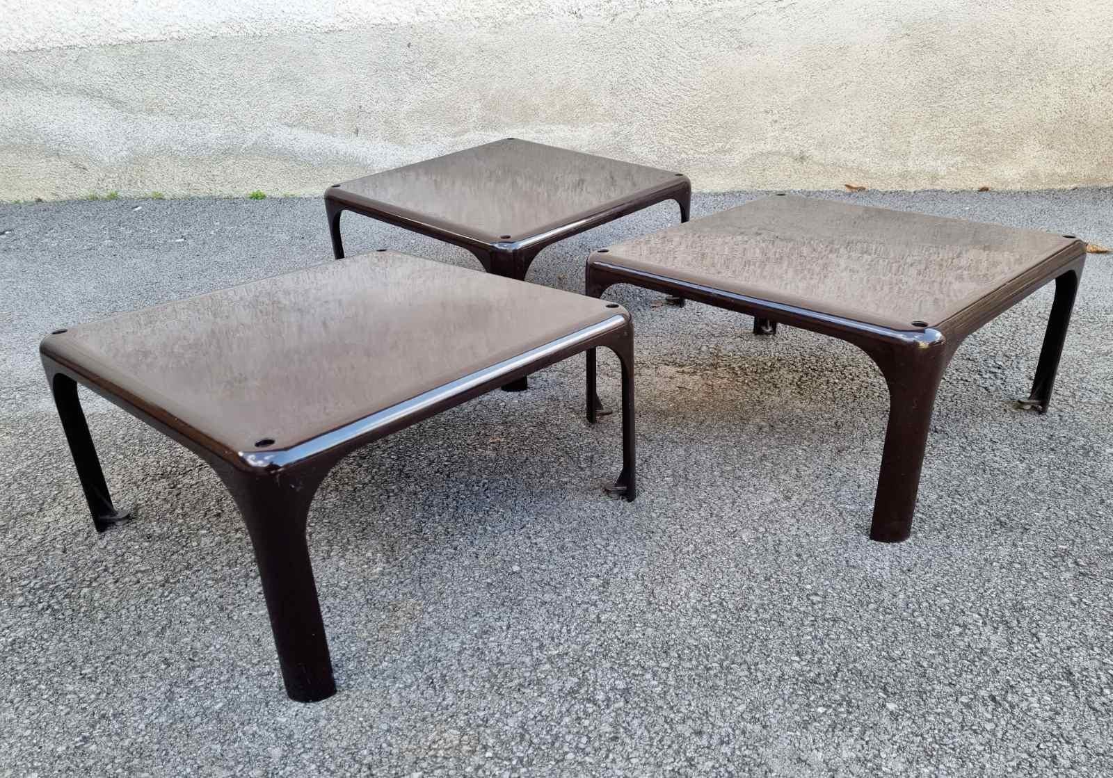 Fiberglass Stackable Tables Demetrio 45 by Vico Magistretti for Artemide, Italy 60s For Sale