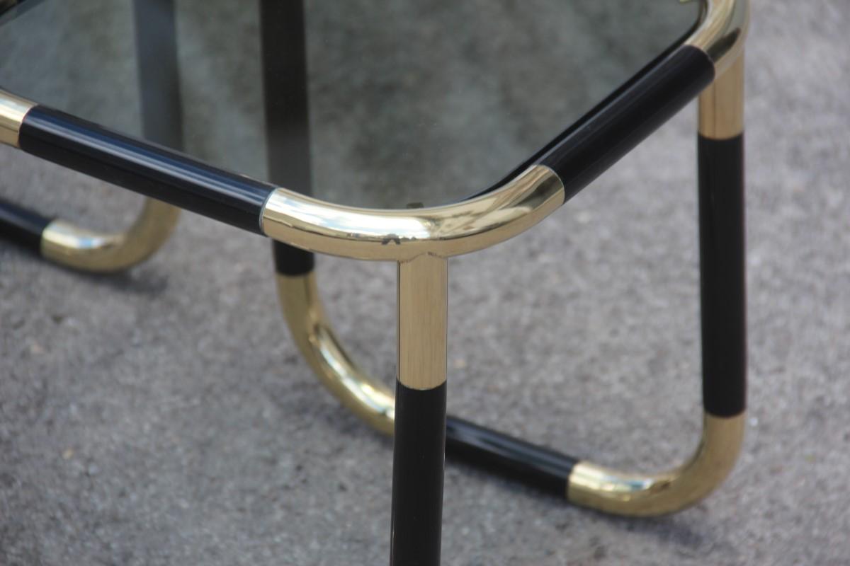 Late 20th Century Stackable Tables in Black Resin and Gold Brass Design 1970 Italian Willy Rizzo