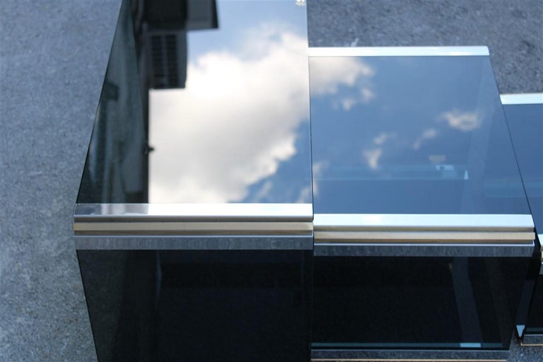 Stackable Tables Stildomus 1970s Italian Glass Steel and Brass Argent ...