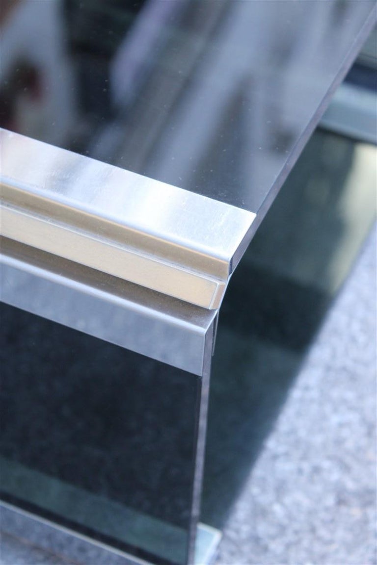 Stackable Tables Stildomus 1970s Italian Glass Steel and Brass Argent ...