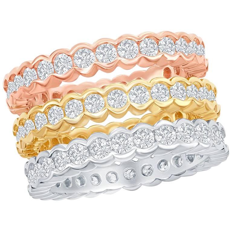 Stackable Tricolor Bezel Rings For Sale