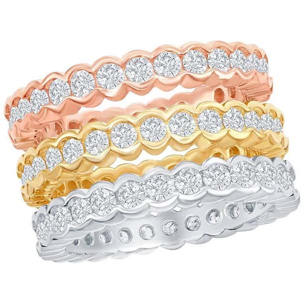 Stackable Tricolor Bezel Rings For Sale at 1stDibs