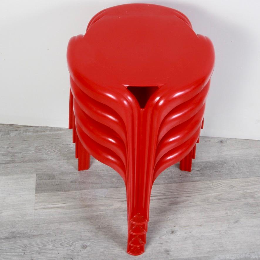 Mid-Century Modern Stackable Tripod Stools, Henry Massonnet for Stamp 70s For Sale