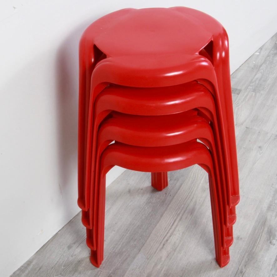 French Stackable Tripod Stools, Henry Massonnet for Stamp 70s For Sale
