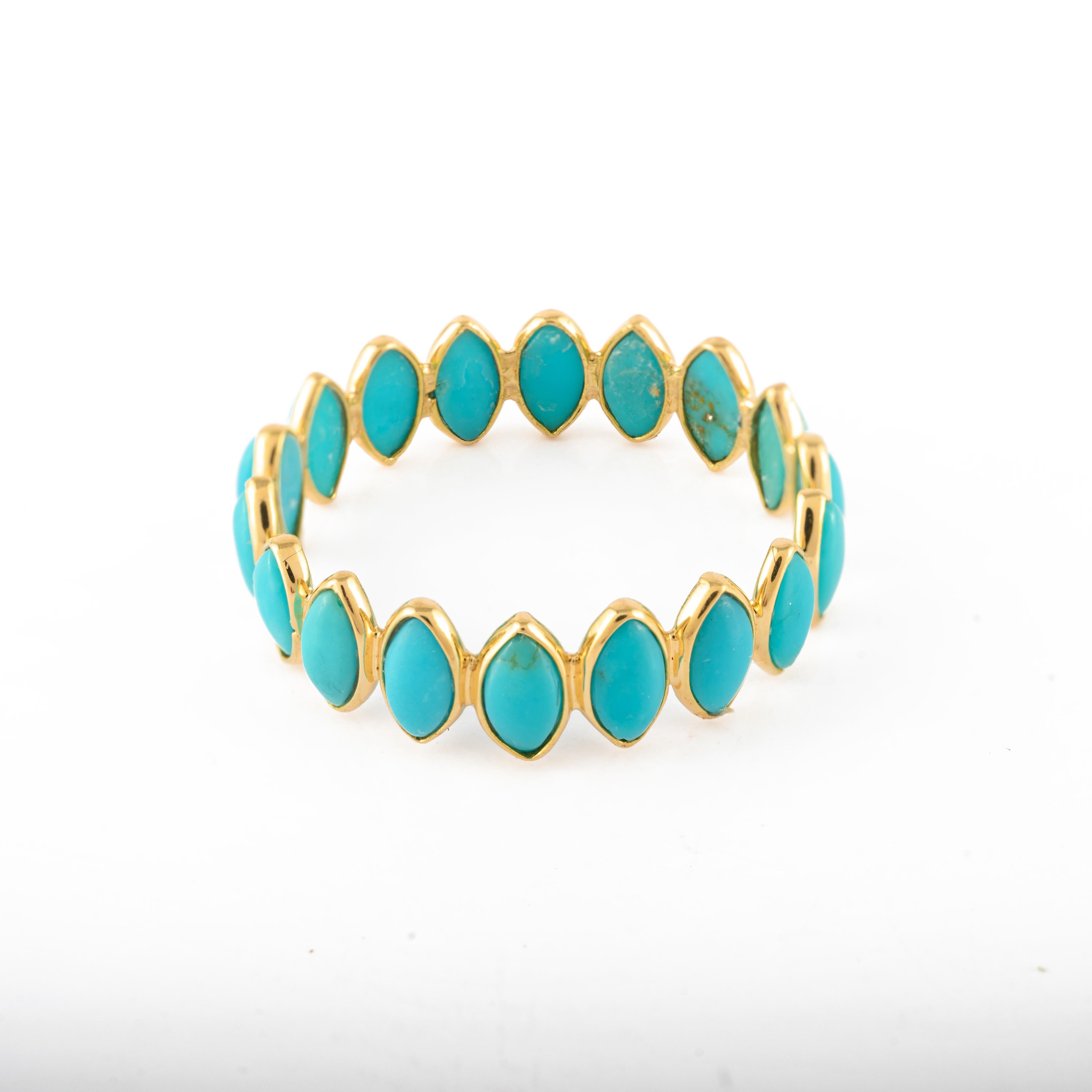 For Sale:  Stackable Turquoise 18k Yellow Gold Eternity Band Ring 2