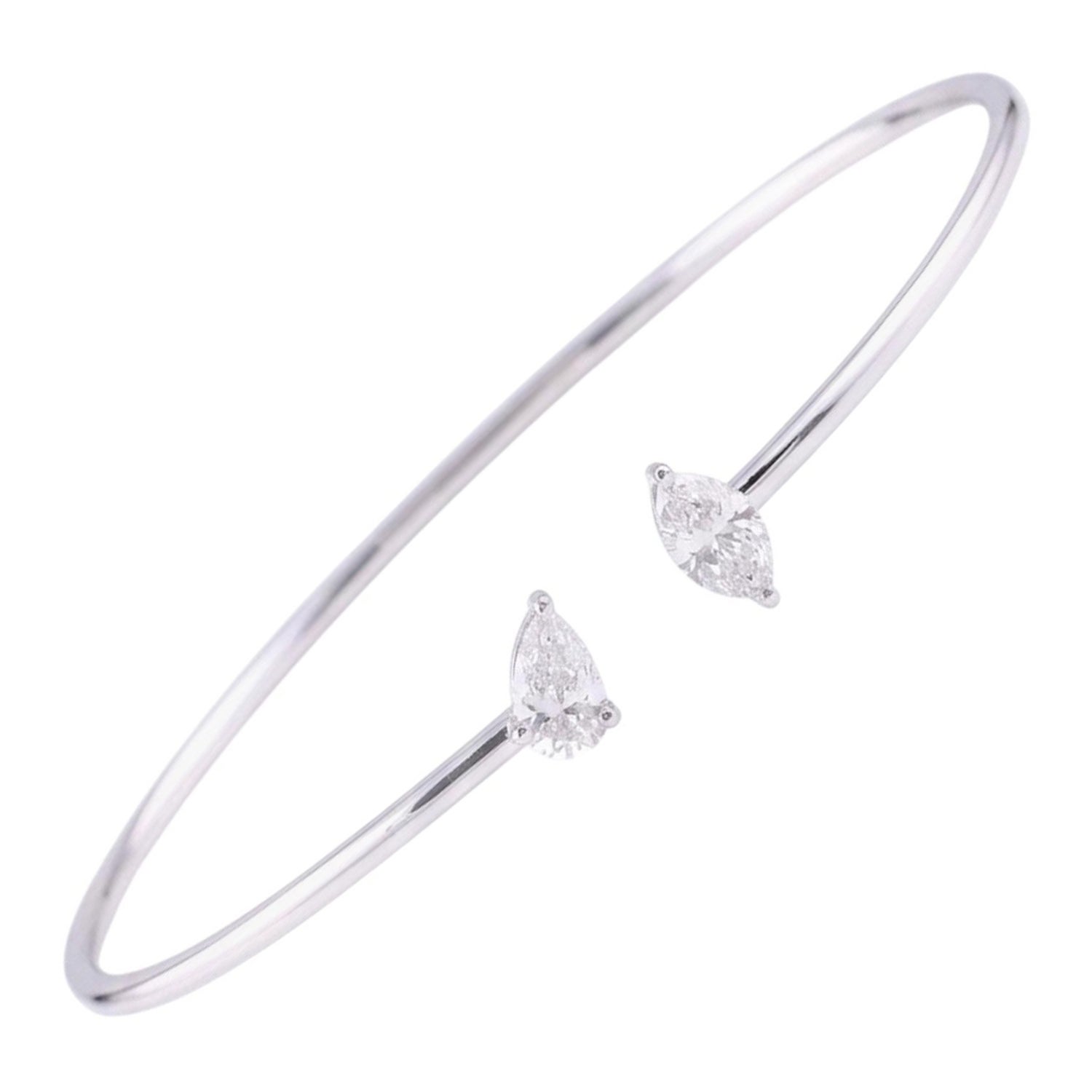 Stackable Two Stone Diamond Open Cuff Bracelet 18… - image 1