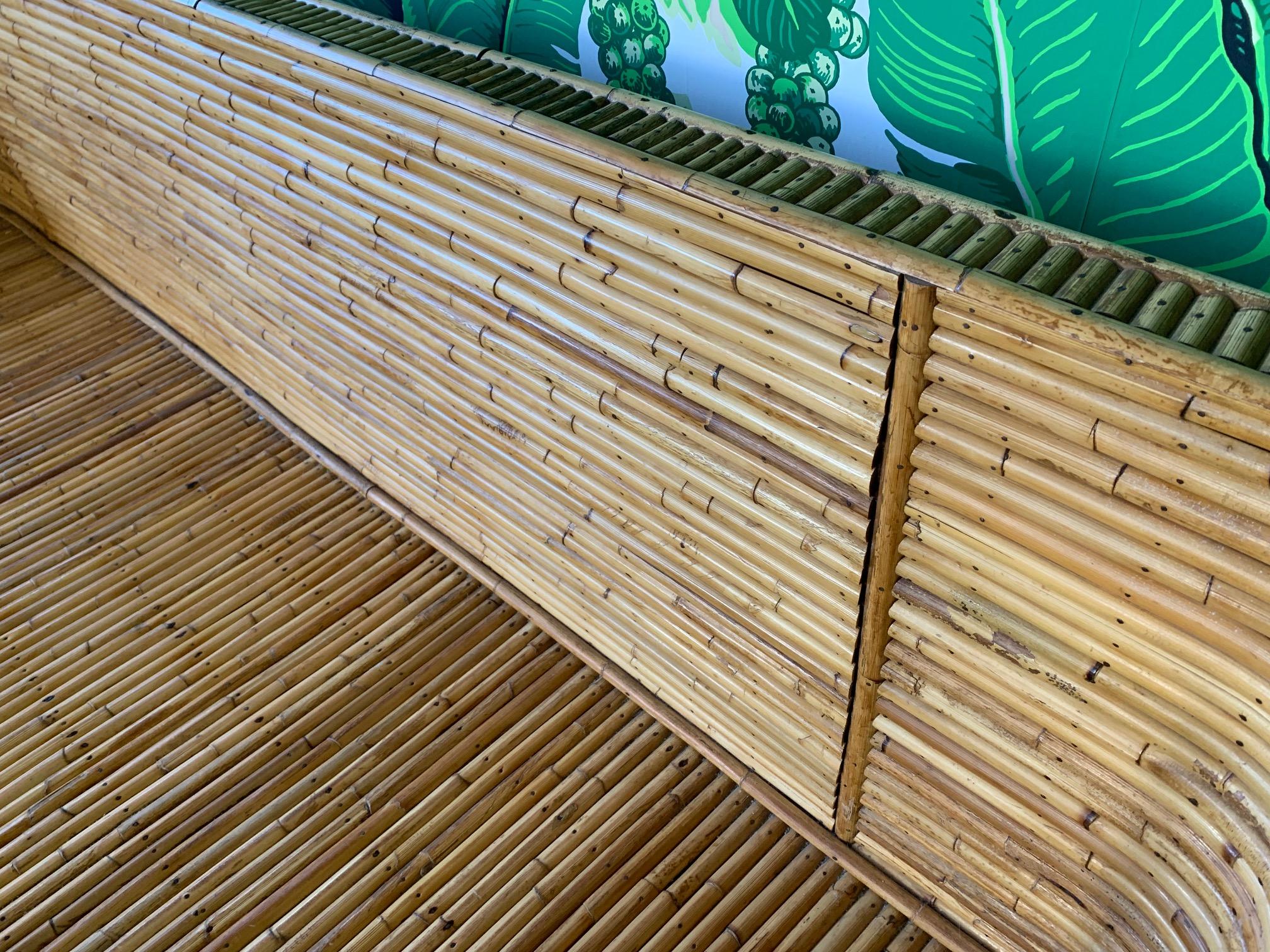 Mid-20th Century Split Reed Bamboo Sofa
